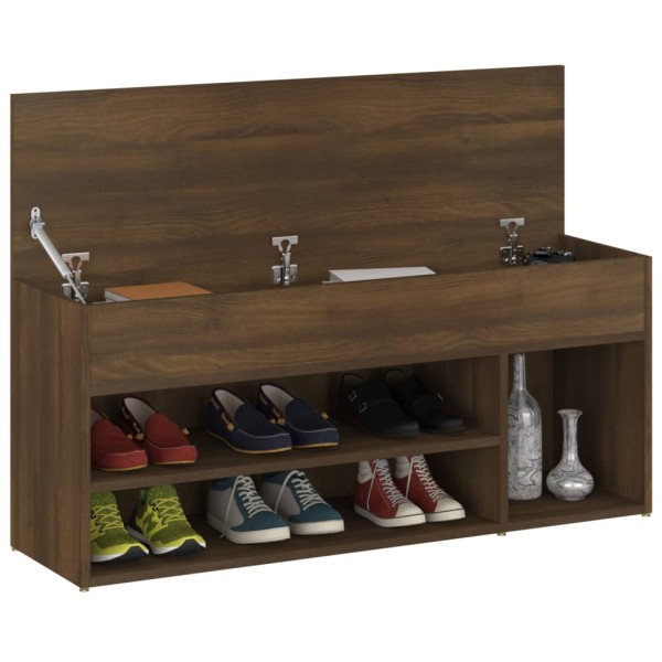 Banco zapatero madera contrachapada roble marrón 105x30x45 cm