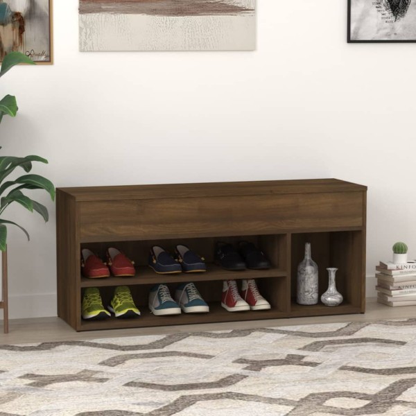 Banco zapatero madera contrachapada roble marrón 105x30x45 cm