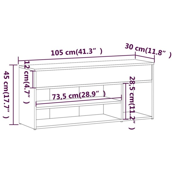 Banco zapatero madera contrachapada roble marrón 105x30x45 cm