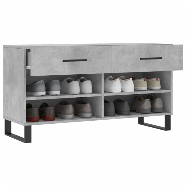 Banco zapatero madera de ingeniería gris hormigón 102x35x55 cm