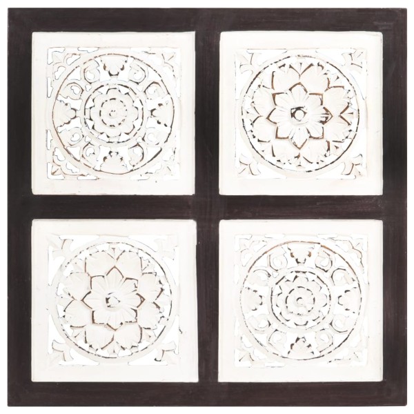 Panel de pared tallado a mano MDF marrón y blanco 40x40x1,5 cm