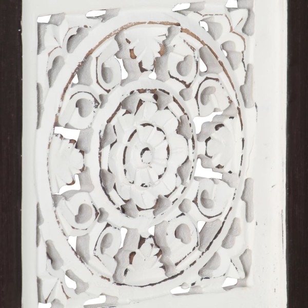 Panel de pared tallado a mano MDF marrón y blanco 40x40x1,5 cm