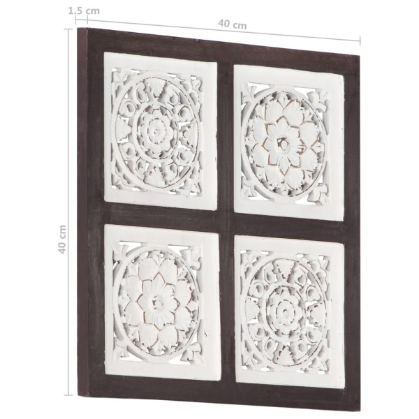 Panel de pared tallado a mano MDF marrón y blanco 40x40x1,5 cm