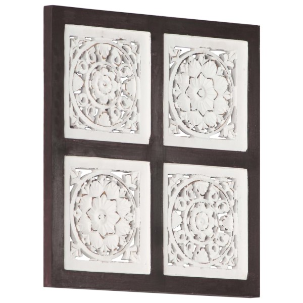 Panel de pared tallado a mano MDF marrón y blanco 40x40x1,5 cm