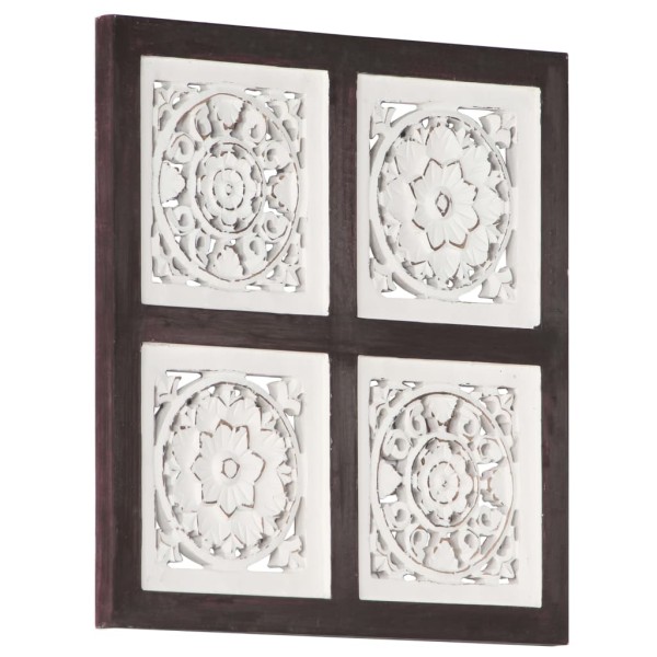 Panel de pared tallado a mano MDF marrón y blanco 40x40x1,5 cm