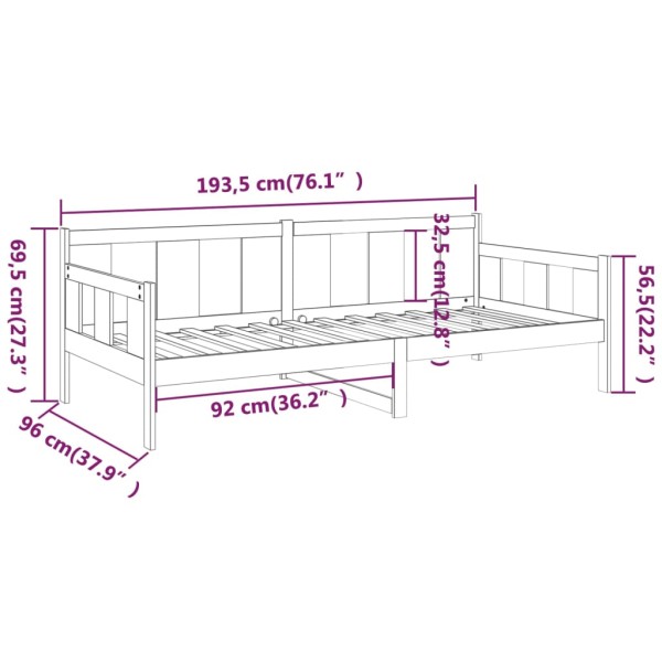 Sofá cama madera maciza de pino blanco 90x190 cm