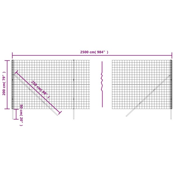 Cerca de alambre de acero galvanizado verde 2x25 m