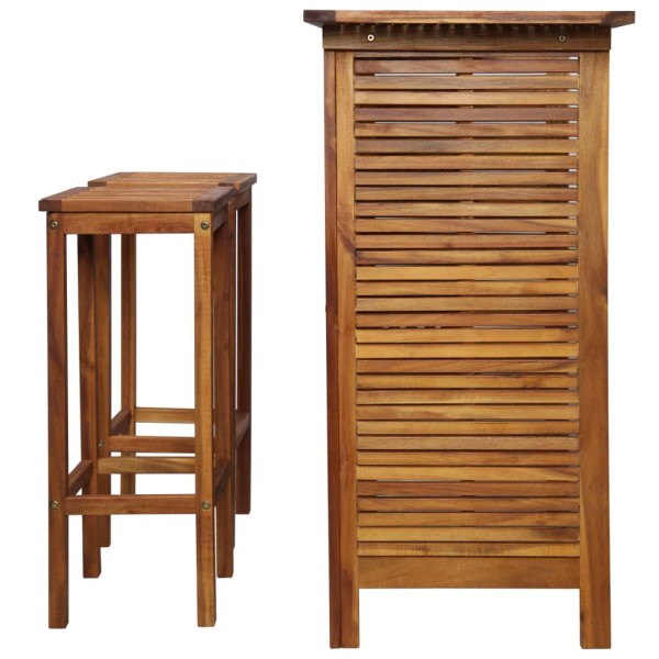 Set mesa de bar y sillas 3 piezas de madera de acacia maciza