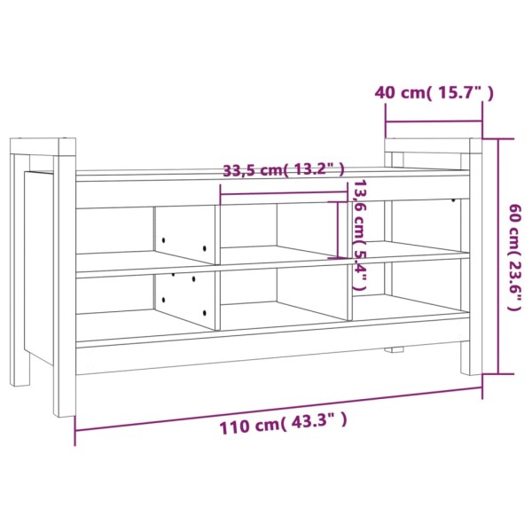 Banco de recibidor madera maciza de pino negro 110x40x60 cm