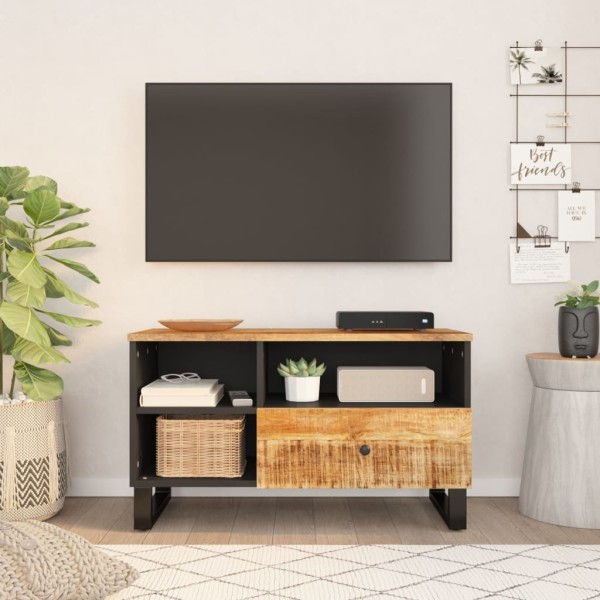 Mueble de TV madera mango y madera contrachapada 80x33x46 cm