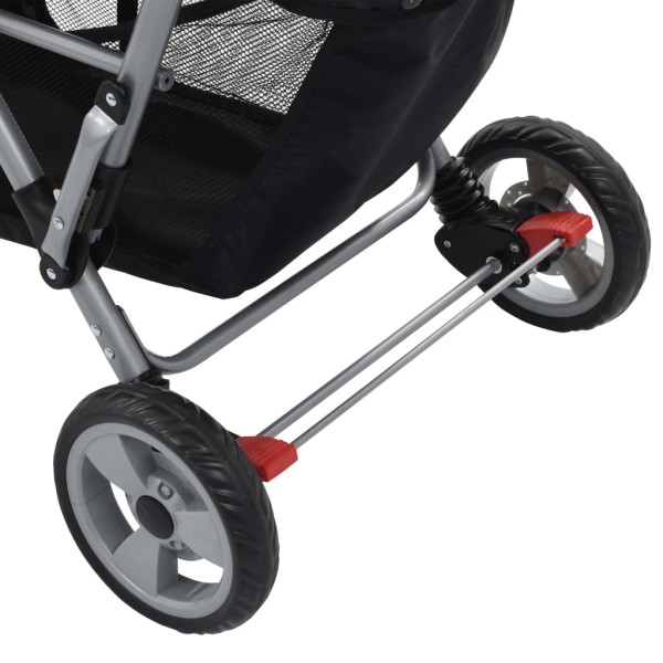 Carrito para 2 niños tandem de acero rosa y negro