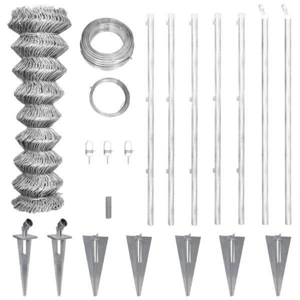 Valla metálica con estacas postes acero galvanizado 15x1,25 m