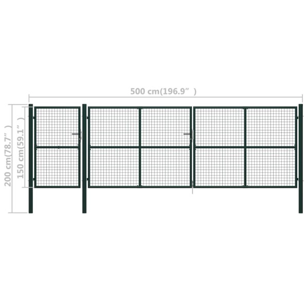 Puerta de jardín de acero verde 500x150 cm