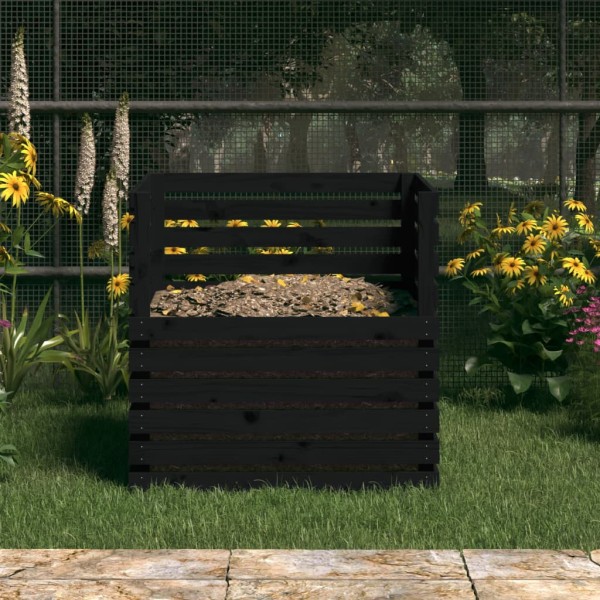 Compostador de madera maciza de pino negro 80x80x78 cm