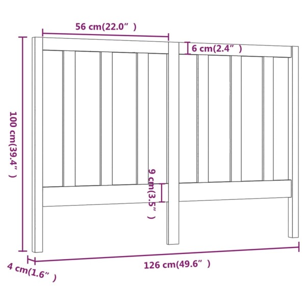 Cabecero de cama madera maciza de pino gris 126x4x100 cm