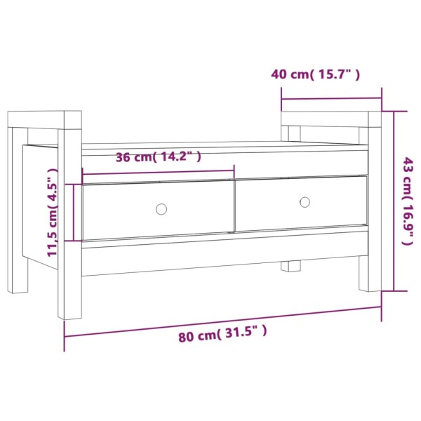 Banco de recibidor madera maciza pino marrón miel 80x40x43 cm