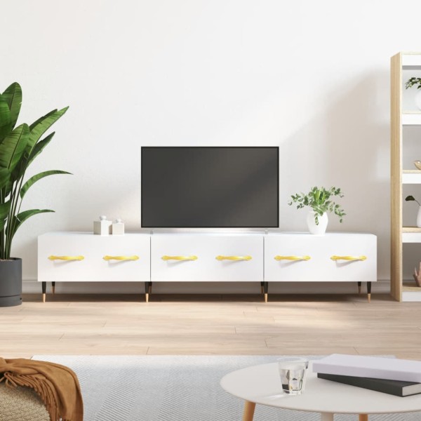 Mueble de TV madera de ingeniería blanco brillo 150x36x30 cm