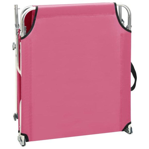 Tumbona plegable con toldo de acero rosa magento