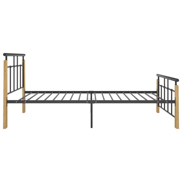 Estructura de cama metal y madera maciza de roble 100x200 cm