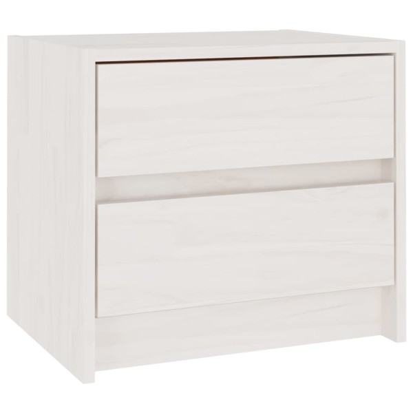 Mesita de noche madera maciza de pino blanca 40x30,5x35,5 cm