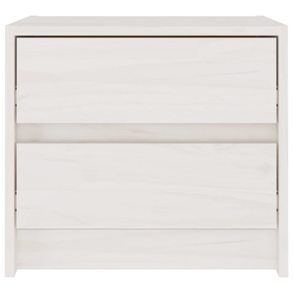 Mesita de noche madera maciza de pino blanca 40x30,5x35,5 cm