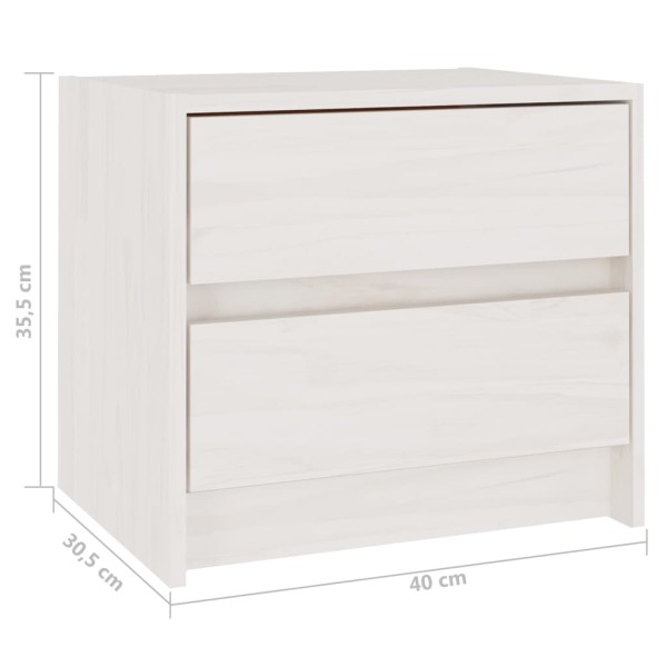 Mesita de noche madera maciza de pino blanca 40x30,5x35,5 cm