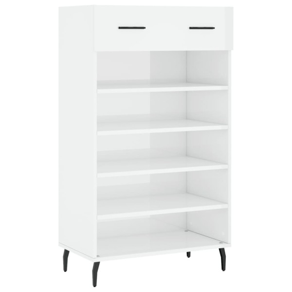 Mueble zapatero madera contrachapada blanco brillo 60x35x105 cm