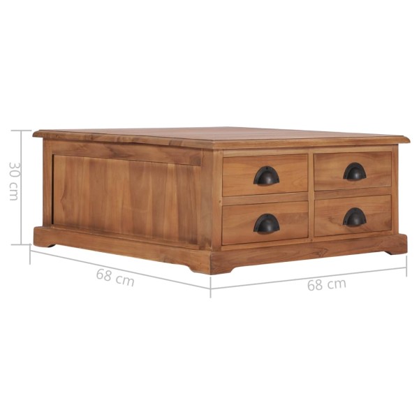 Mesa de centro de madera de teca maciza 68x68x30 cm