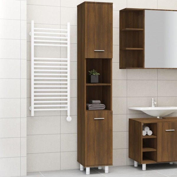 Armario de baño madera contrachapada roble marrón 30x30x179 cm