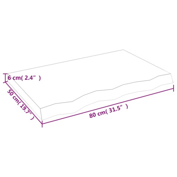 Estante de pared madera maciza roble sin tratar 80x50x(2-6) cm