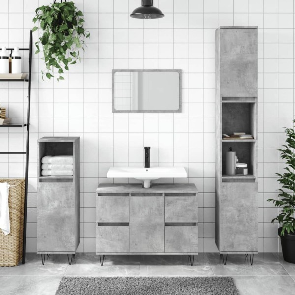 Mueble de baño madera de ingeniería gris hormigón 80x33x60 cm