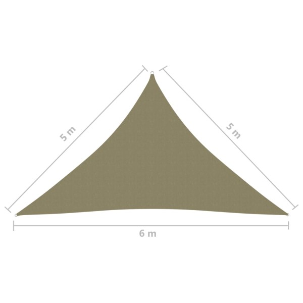 Toldo de vela triangular tela Oxford beige 5x5x6 m