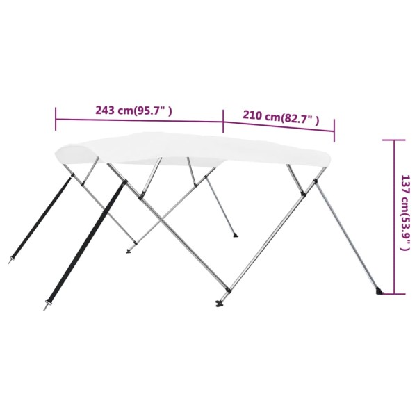 Toldo Bimini de 4 arcos blanco 243x210x137 cm