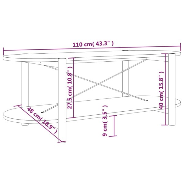 Mesa de centro madera contrachapada 110x48x40 cm