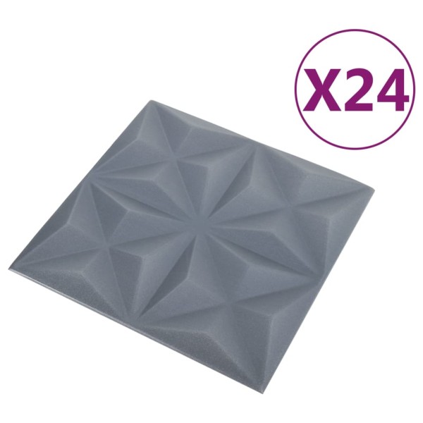 Paneles de pared 3D 24 unidades 50x50 cm gris origami 6 m²