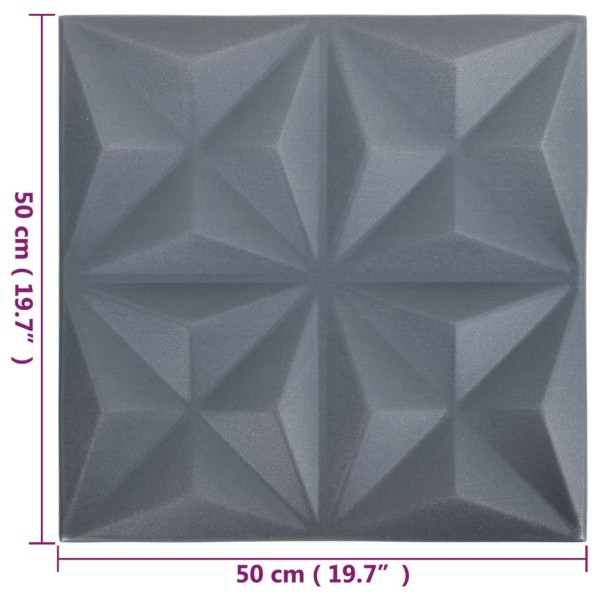 Paneles de pared 3D 24 unidades 50x50 cm gris origami 6 m²