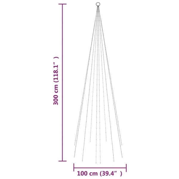 Árbol de Navidad en asta de bandera 310 LED de colores 300 cm