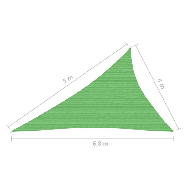 Toldo de vela HDPE verde claro 160 g/m² 4x5x6,8 m