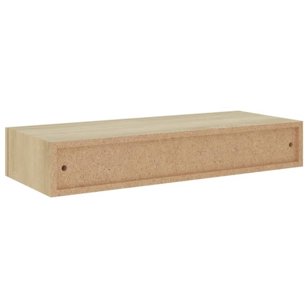 Estantes de pared con cajón 2 uds MDF roble 60x23,5x10 cm