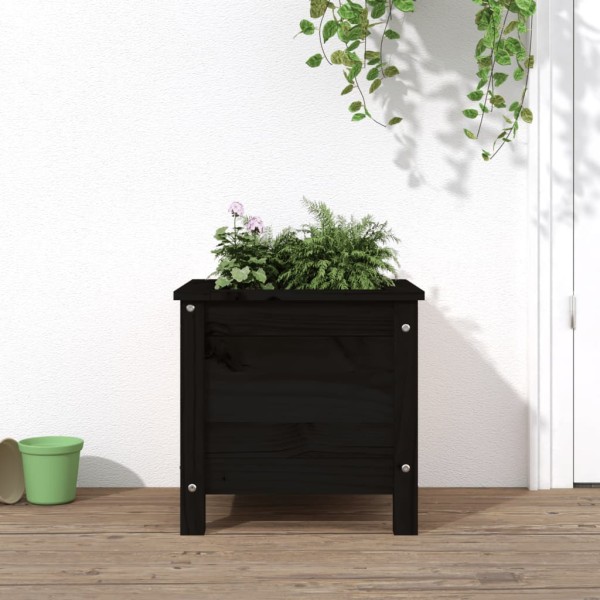 Jardinera madera maciza de pino negro 40x40x39 cm