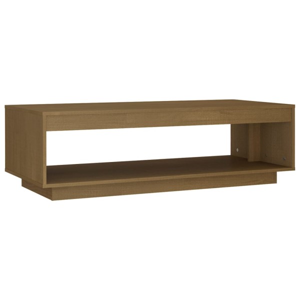 Mesa de centro de madera maciza pino marrón miel 110x50x33,5 cm