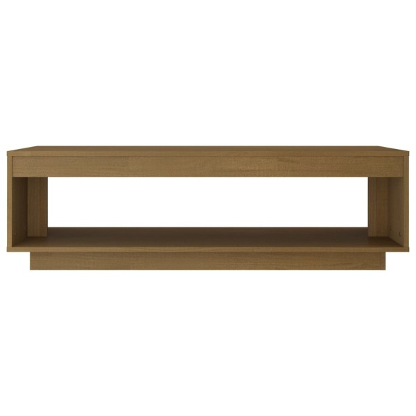 Mesa de centro de madera maciza pino marrón miel 110x50x33,5 cm