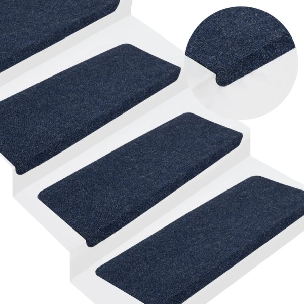 Alfombrilla autoadhesiva de escalera 15 uds azul 65x24,5x3,5 cm