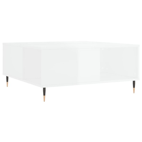 Mesa de centro madera contrachapada blanco brillo 80x80x36,5 cm