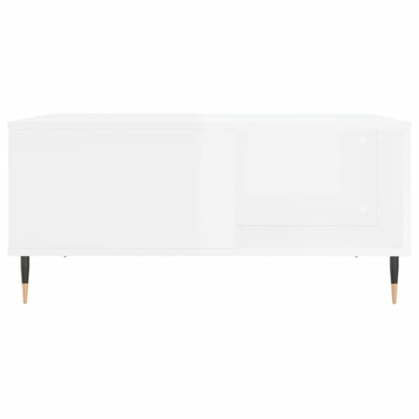 Mesa de centro madera contrachapada blanco brillo 80x80x36,5 cm