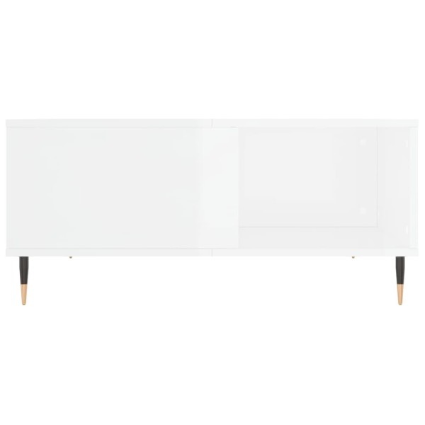 Mesa de centro madera contrachapada blanco brillo 80x80x36,5 cm