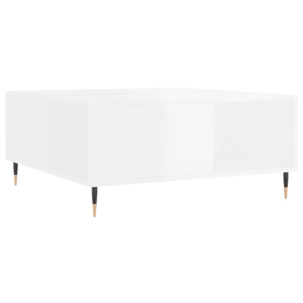 Mesa de centro madera contrachapada blanco brillo 80x80x36,5 cm