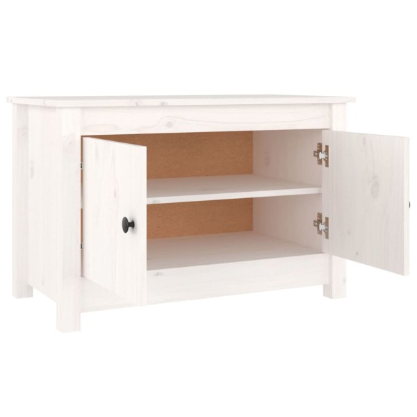 Armario zapatero de madera maciza de pino blanco 70x38x45,5 cm