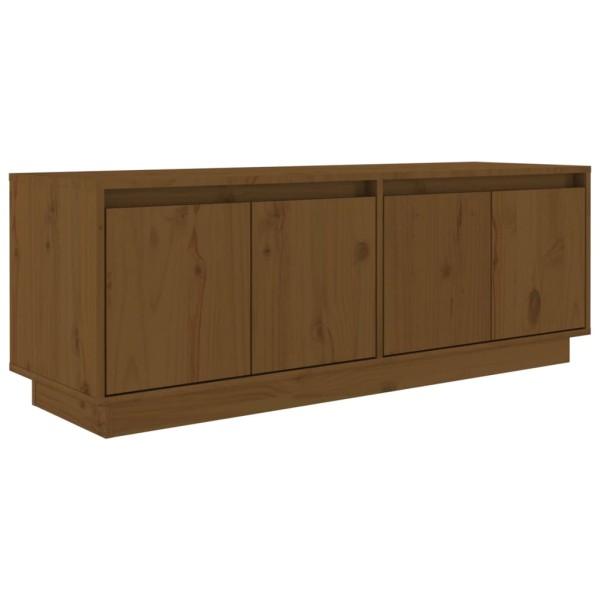 Mueble de TV madera maciza de pino marrón miel 110x34x40 cm