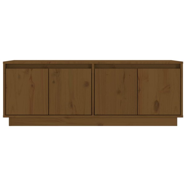 Mueble de TV madera maciza de pino marrón miel 110x34x40 cm